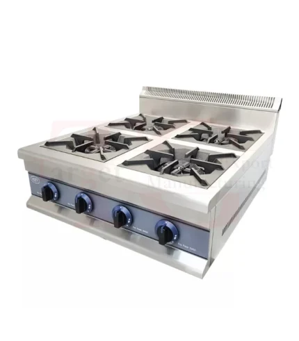 Hosty 4-Burner Commercial Natural Gas Hob - Heavy Duty Stainless Steel Cooker