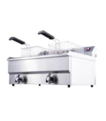 صورة Double Tank Electric Fryer – 2 x 19L Capacity – Stainless Steel – Countertop Design with Drain Tap - موقع تارجت ايجيبت
